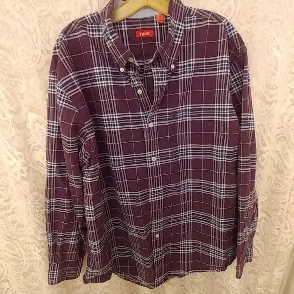 Izod - purple plaid shirt
